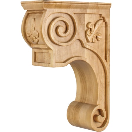Hardware Resources 3-3/8" Wx8"Dx11-3/4"H Alder Scrolled Fleur-de-lis Corbel CORT-FALD